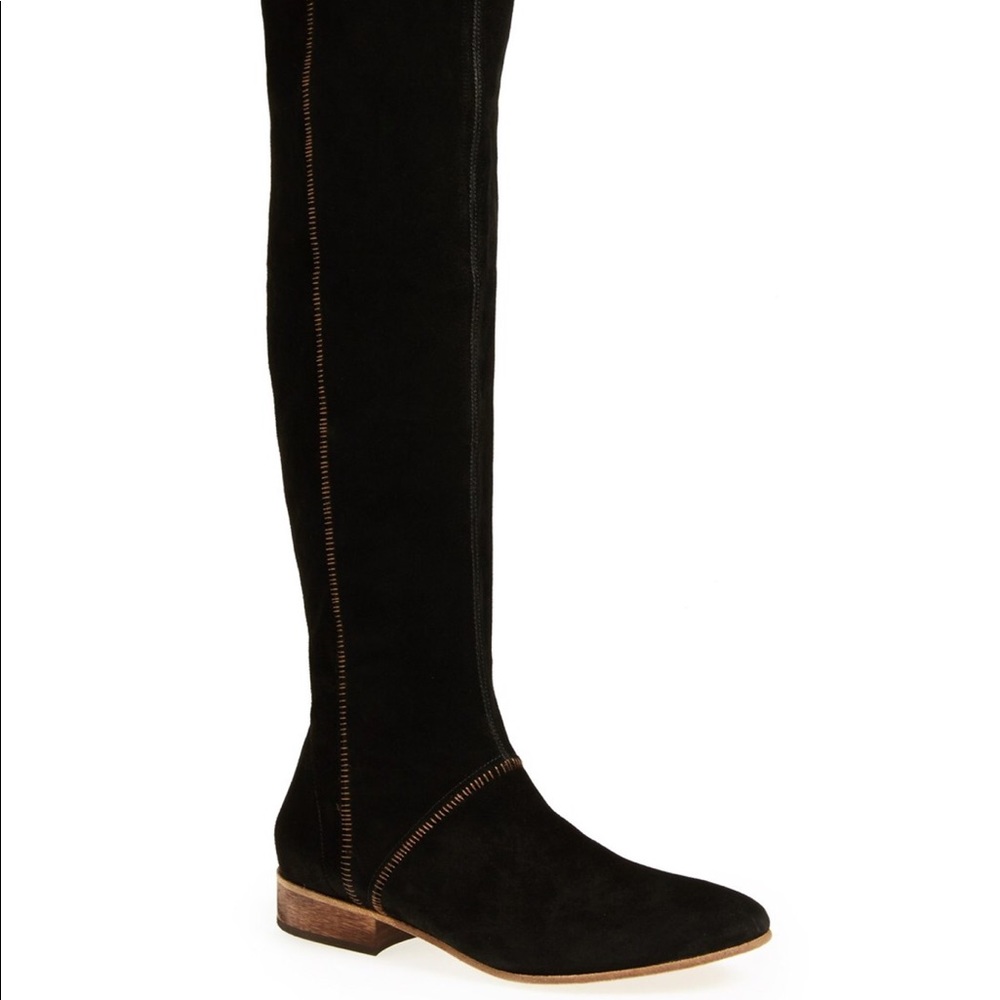 FREE PEOPLE Black Suede Over The Knee Boots